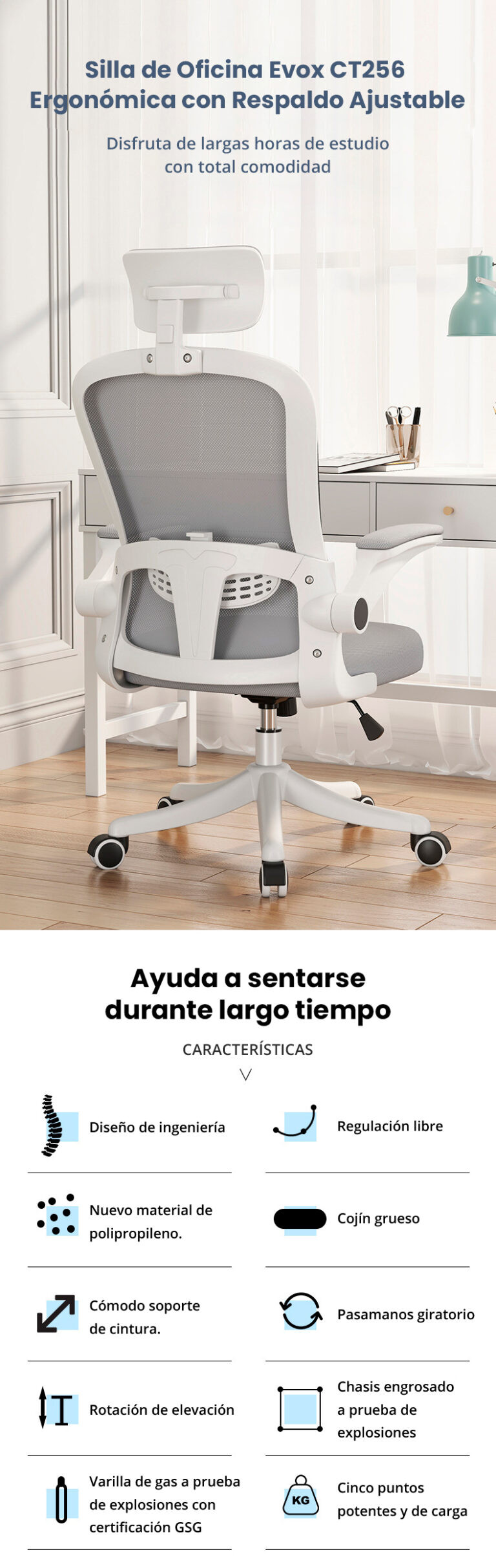 Silla De Oficina Evox Ct Ergon Mica Con Respaldo Ajustable Jota Store